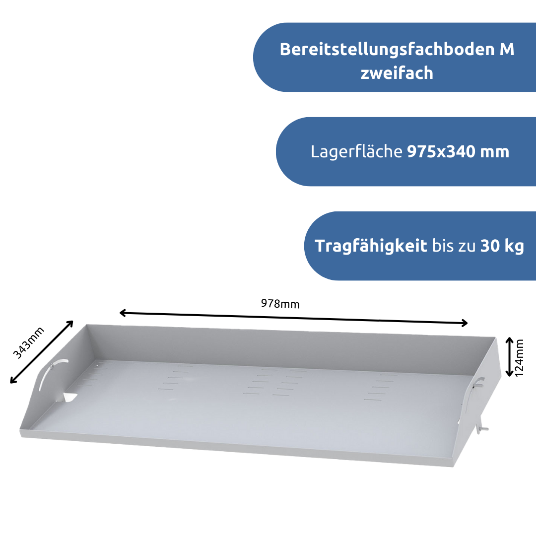 apra-lean Bereitstellungsfachboden M zweifach: Mit einer Lagerfläche von 975 x 340mm