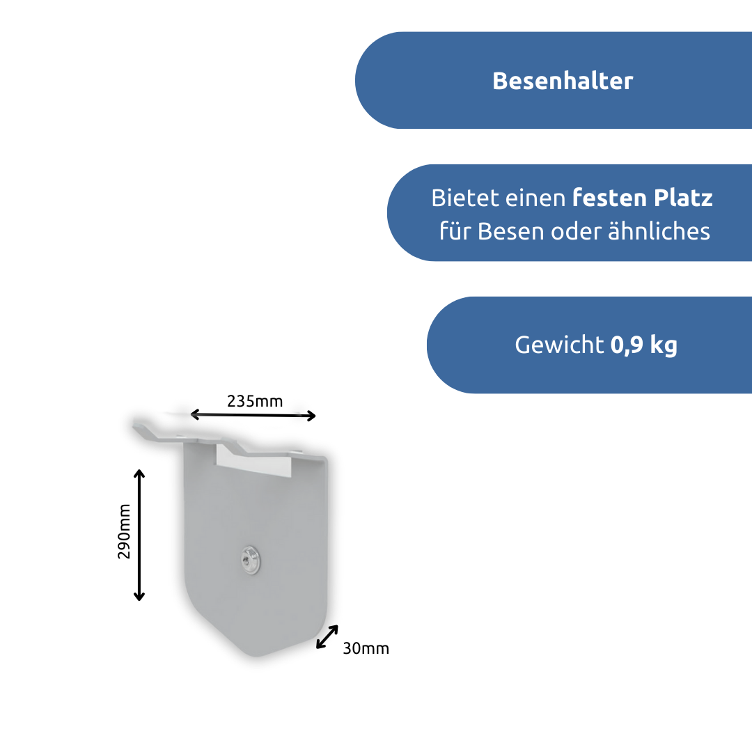 apra-lean Besenhalter der einen festen Platz für Besen oder ähnliches bietet und so für Ordnung und Übersicht sorgt.