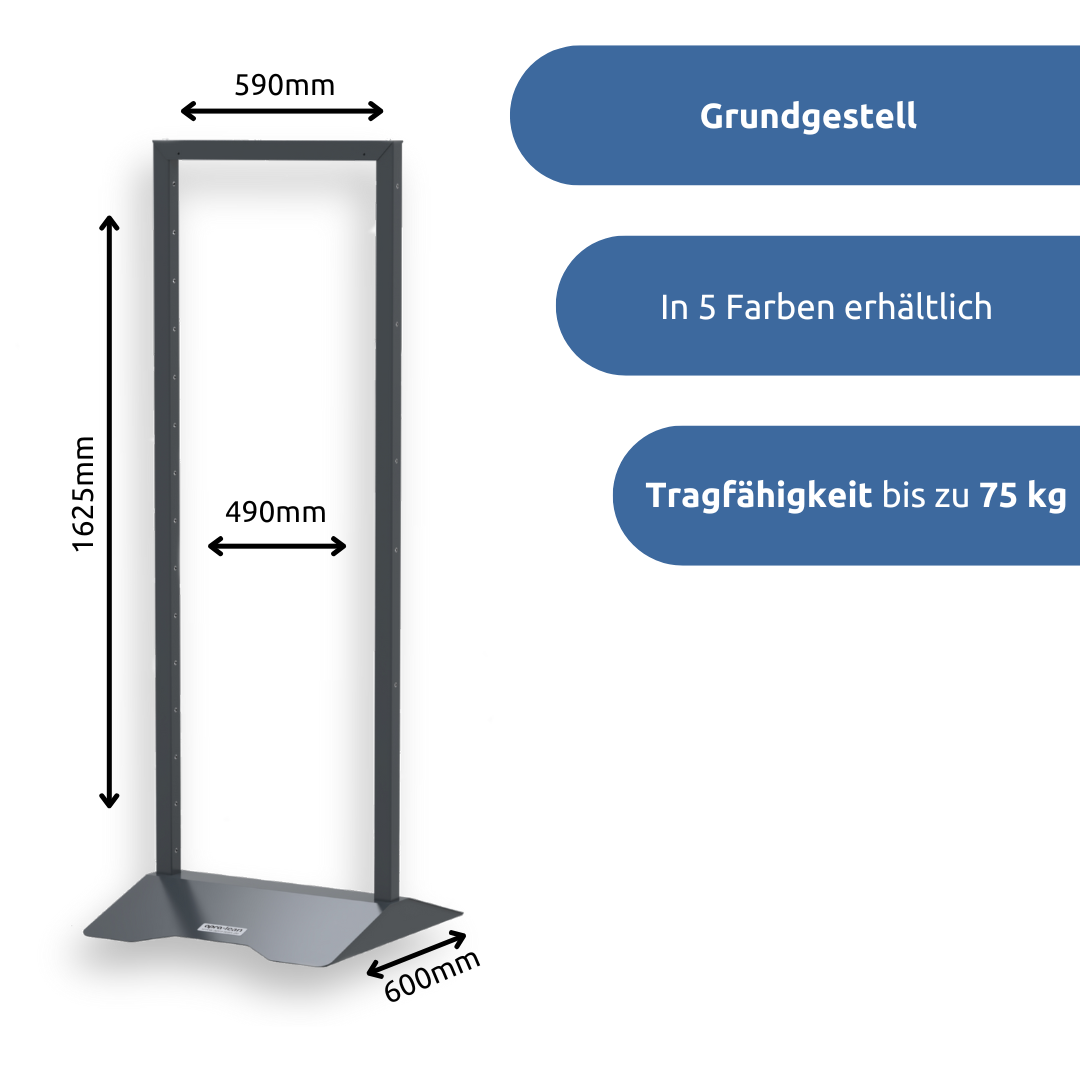 apra-lean Grundgestell: Ist in fünf verschiedenen Farben erhältlich, blau. anthrazit, rot, gelb und grün.