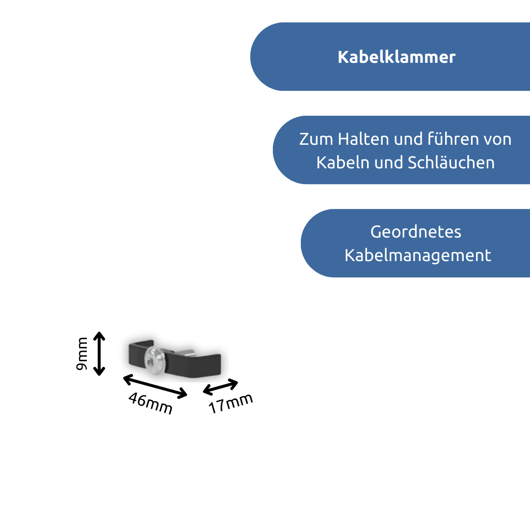 apra-lean Kabelklammer: zum Halten und führen von Kabeln und Schläuchen. Sorgt für ein geordnetes Kabelmanagement