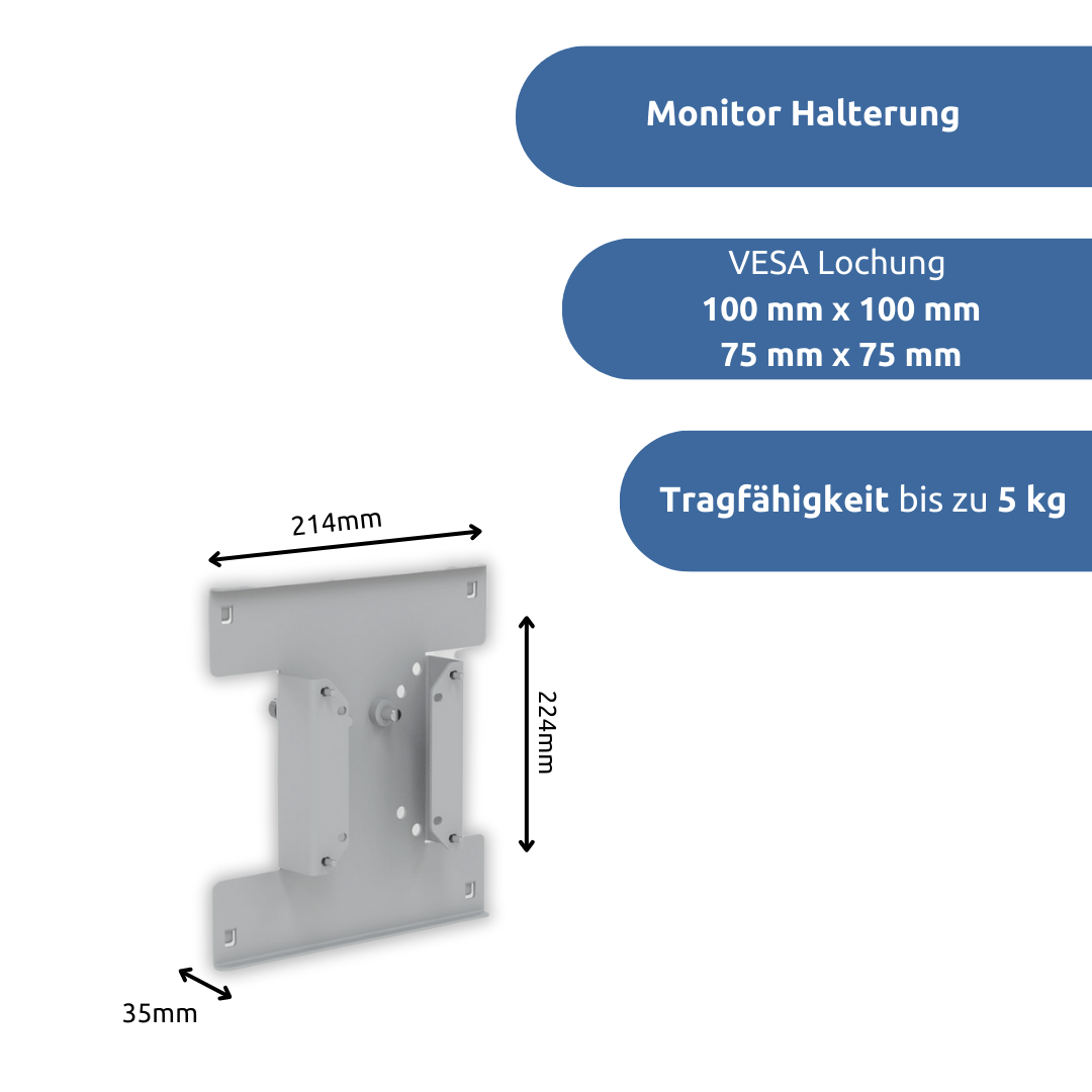 apra-lean Monitor Halterung mit einer VESA Lochung 100mm x 100mm oder 75mm x 75mm