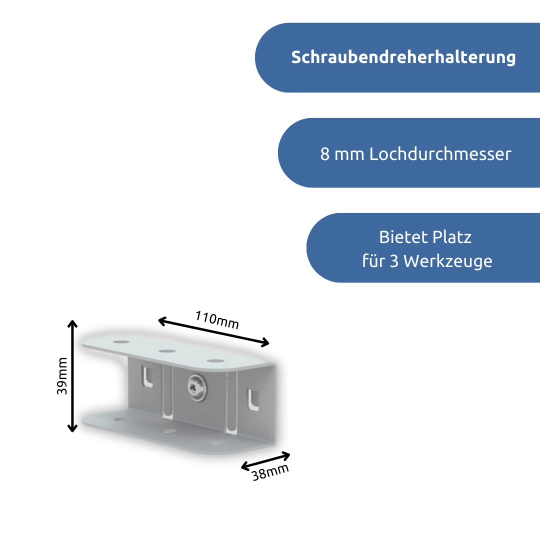 apra-lean Schraubendreherhalterung: bietet Platz für drei Werkzeuge mit einem Lochdurchmesser von 8mm