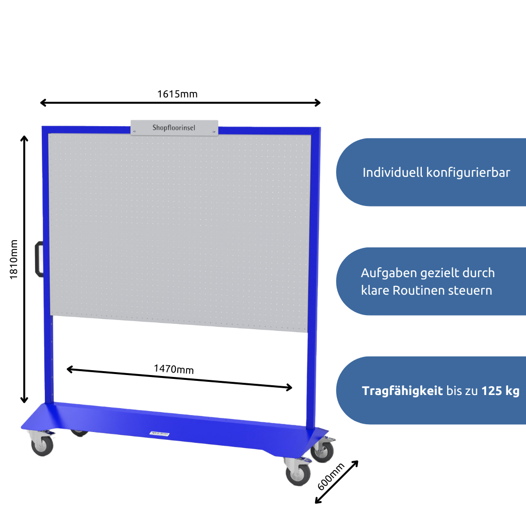 apra-lean Shopfloorinsel: Individuell konfigurierbar, Aufgaben gezielt durch klare Routinen steuern