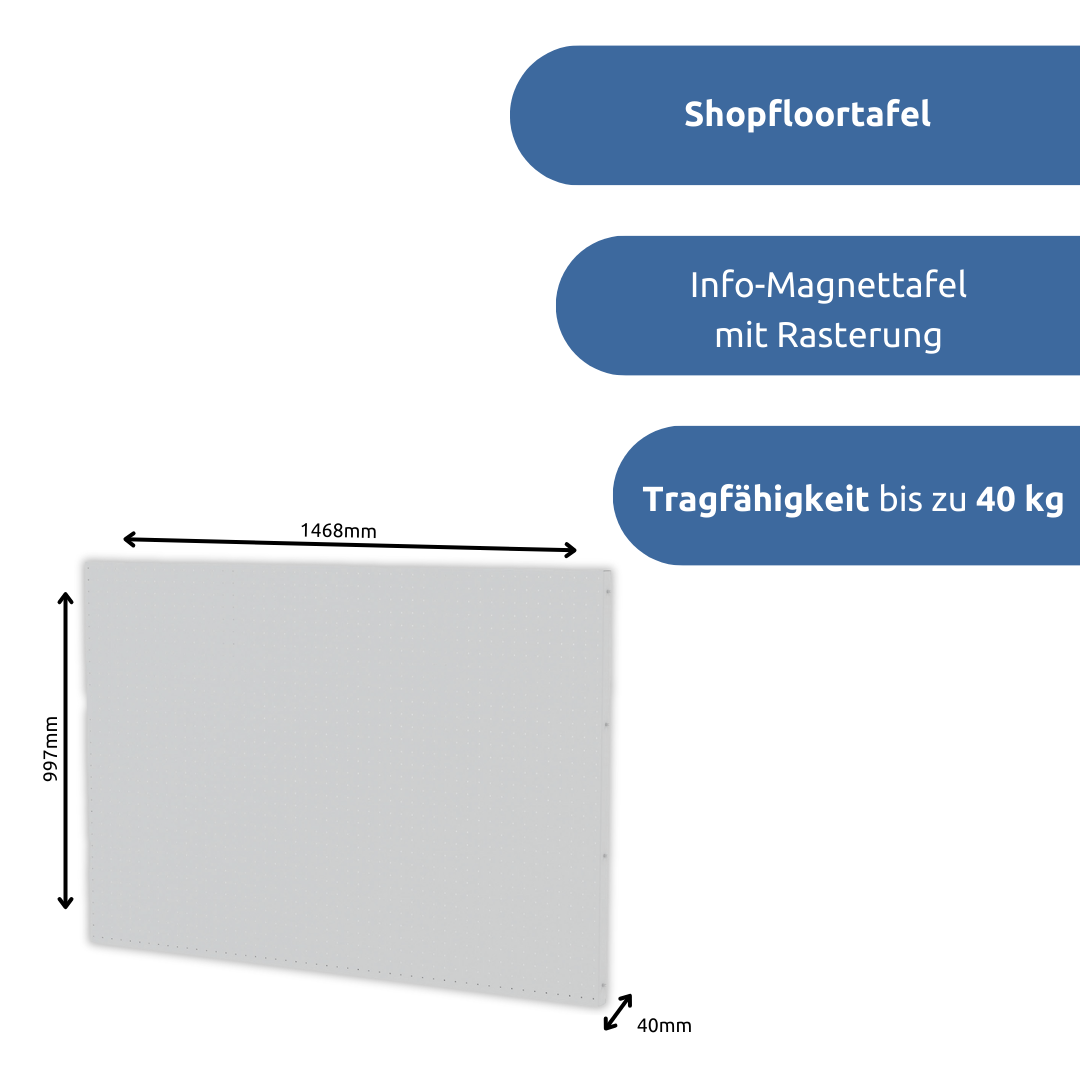 apra-lean Shopfloortafel: Magnettafel zum Anbringen von Notizen zum übersichtlichen arbeiten.