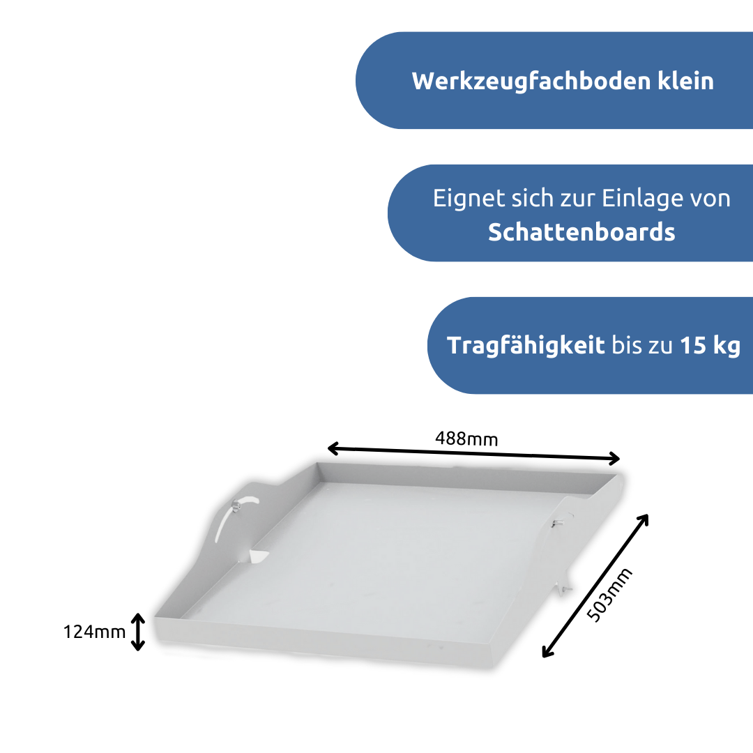 apra-lean Werkzeugfachboden klein: eignet sich zur Einlage von Schattenboards. Mit einer Tragfähigkeit bis zu 15 kg.