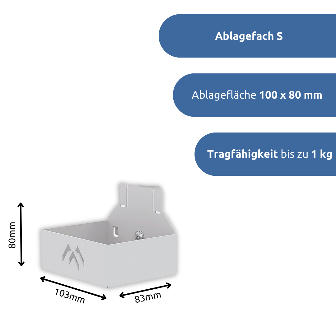 apra-lean Ablagefach S: Mit einer Ablagefläche von 100 x 80mm