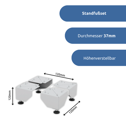 apra-lean Standfußset: mit einem Durchmesser von 37mm, das Set ist höhenverstellbar.